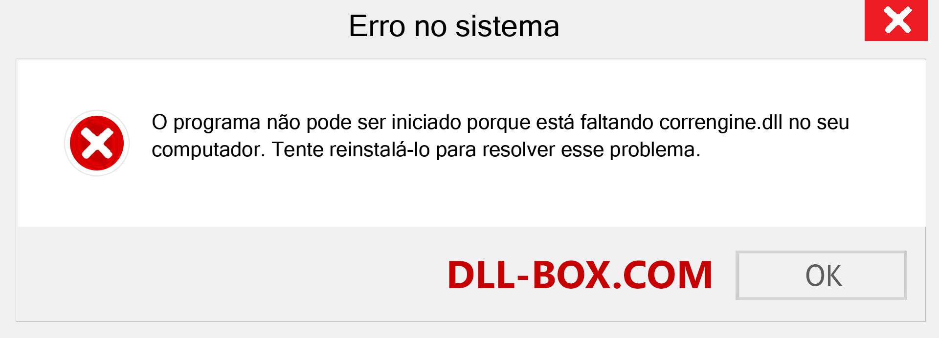 Arquivo correngine.dll ausente ?. Download para Windows 7, 8, 10 - Correção de erro ausente correngine dll no Windows, fotos, imagens